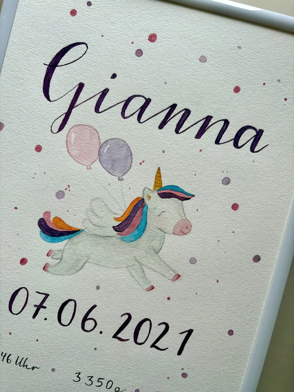 Geburtsbild für Gianna – so entsteht ein handgemaltes Unikat