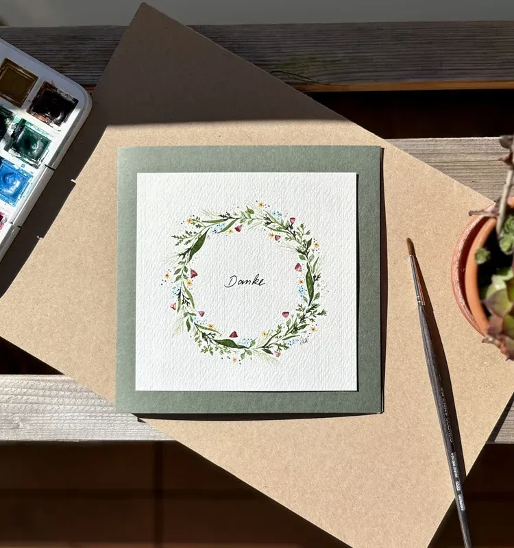 Dankeskarte - Blumenkranz