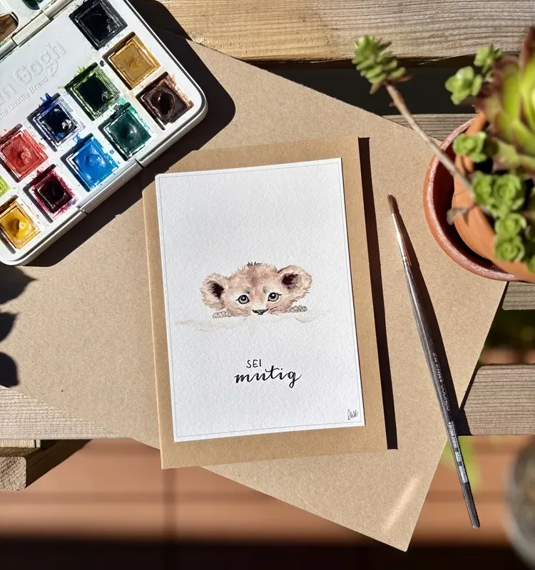 Affirmationskarte - Löwe "sei mutig"